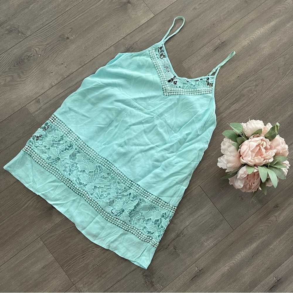 ASTR the Label Mint Lace Crochet Slip Dress - Picture 3 of 7